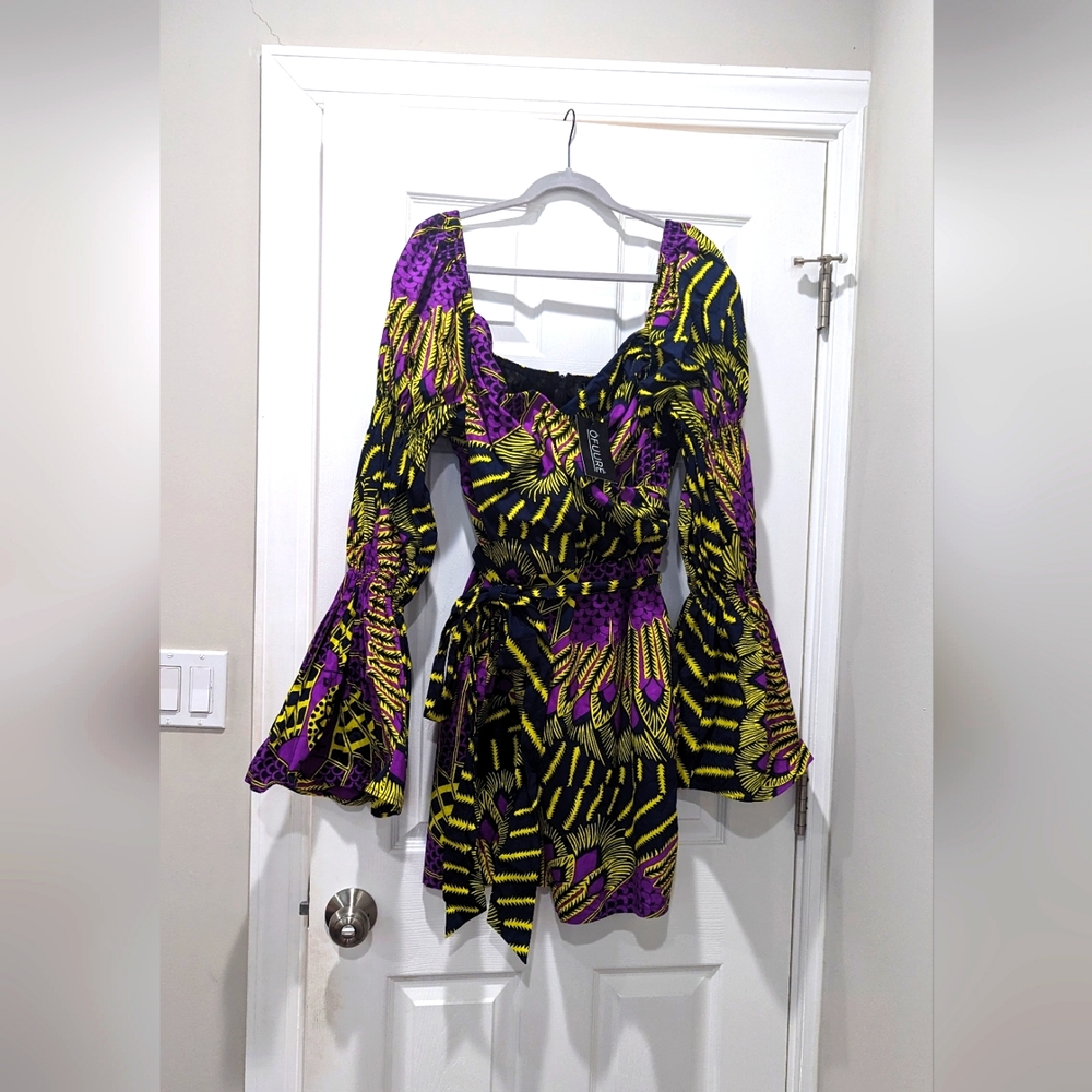 Mini Dress | Womens Öfuurë Kemi African Print Off-Shoulder Puffy Sleeve Mini Dre